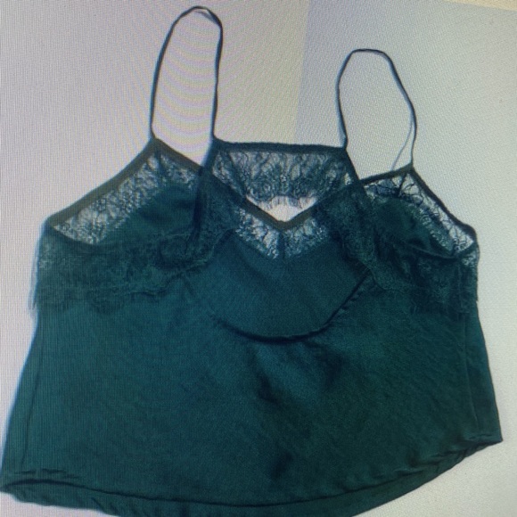 Free People Emerald green satin and lace cami - Picture 4 of 4